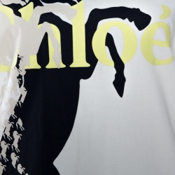 Chloe Off White Horse Print Cotton T-Shirt M