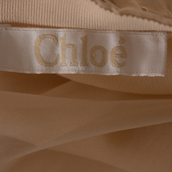 مملوكة مسبقًا Chloe Light Beige Silk Organza Pleated Flared Skirt M