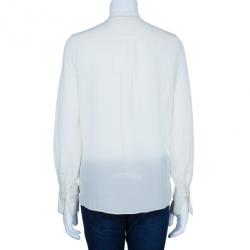 Pre Owned Chloe Off-White Silk Paneled Front Shirt S