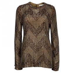 Chloe Gold All Over Beaded Long Sleeve Blouse L