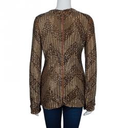 Chloe Gold All Over Beaded Long Sleeve Blouse L