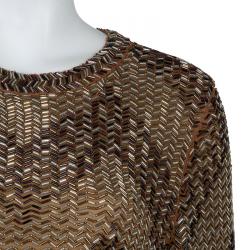 Chloe Gold All Over Beaded Long Sleeve Blouse L
