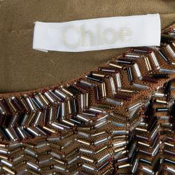 Chloe Gold All Over Beaded Long Sleeve Blouse L