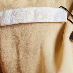 Chloe Beige Crepe Pleated Blouse M