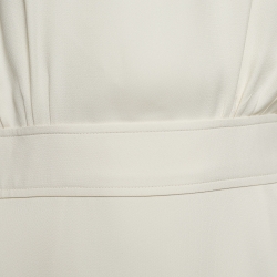مملوكة مسبقًا Chloe Pristine White Crepe Button Detail Long Sleeve Dress L