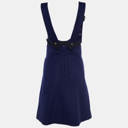 Pre Owned Chloé Ink Blue Stretch Wool Pinafore Dress S