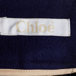 Pre Owned Chloé Ink Blue Stretch Wool Pinafore Dress S