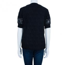 Pre Owned See by Chloe Black Lace Cotton Top M