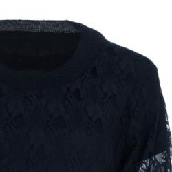 Pre Owned See by Chloe Black Lace Cotton Top M