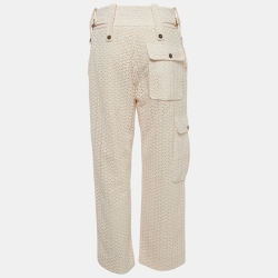 Pre Owned Chloe Powder Pink Floral Lace Cargo Trousers M