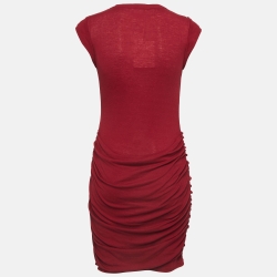 Pre Owned Chloe Red Jersey Ruched Mini Dress XS