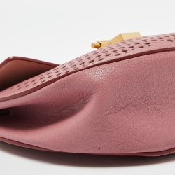 Pre Owned Chloe Pink Perforated Leather Medium Drew Shoulder Bag