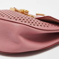 Pre Owned Chloe Pink Perforated Leather Medium Drew Shoulder Bag