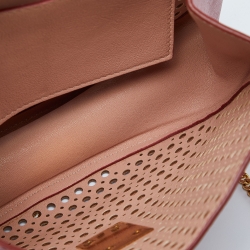 Pre Owned Chloe Pink Perforated Leather Medium Drew Shoulder Bag