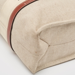 Chloe Beige/Brown Canvas and Leather Large Woody Tote