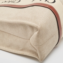 Chloe Beige/Brown Canvas and Leather Large Woody Tote