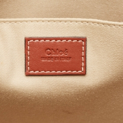 Chloe Beige/Brown Canvas and Leather Large Woody Tote