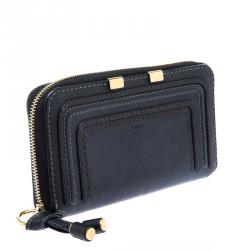 Chloe Black Leather Marcie Zip Around Wallet