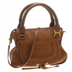 Pre Owned Chloe Cognac Leather Medium Marcie Satchel