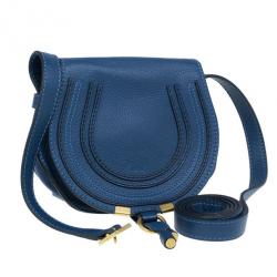 Pre Owned Chloe Blue Leather Mini Marcie Crossbody