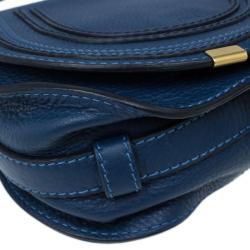 Pre Owned Chloe Blue Leather Mini Marcie Crossbody
