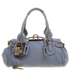 Pre Owned Chloe Light Blue Leather Medium Paddington Satchel