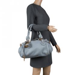 Pre Owned Chloe Light Blue Leather Medium Paddington Satchel