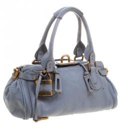 Pre Owned Chloe Light Blue Leather Medium Paddington Satchel