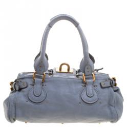 Pre Owned Chloe Light Blue Leather Medium Paddington Satchel