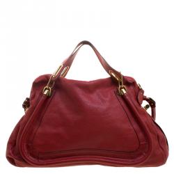 Pre Owned Chloe Red Leather Large Paraty Shoulder Bag