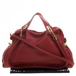 Pre Owned Chloe Red Leather Large Paraty Shoulder Bag