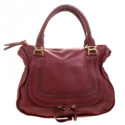 Pre Owned Chloe Red Leather Large Marcie Satchel