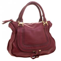 Pre Owned Chloe Red Leather Large Marcie Satchel