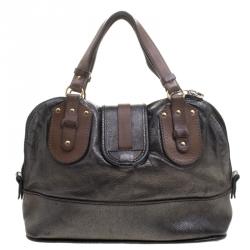 Pre Owned Chloe Metallic Black Leather Kerala Dome Satchel