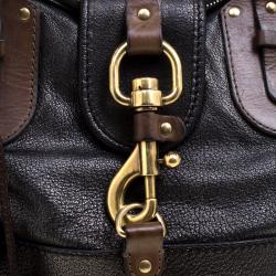 Pre Owned Chloe Metallic Black Leather Kerala Dome Satchel