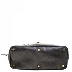 Pre Owned Chloe Metallic Black Leather Kerala Dome Satchel