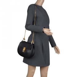 Chloe Black Leather Medium Drew Shoulder Bag