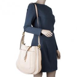 Pre Owned Chloe Cream Leather Marcie Messenger Bag