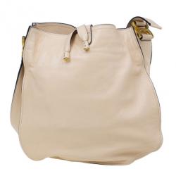 Pre Owned Chloe Cream Leather Marcie Messenger Bag
