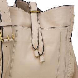 Pre Owned Chloe Cream Leather Marcie Messenger Bag