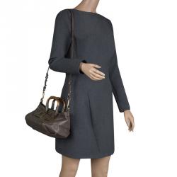 Pre Owned Chloe Dark Grey Leather Mini Ethel Satchel