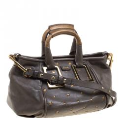 Pre Owned Chloe Dark Grey Leather Mini Ethel Satchel