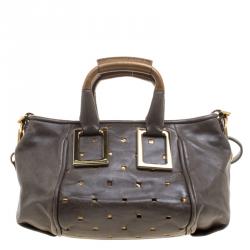 Pre Owned Chloe Dark Grey Leather Mini Ethel Satchel