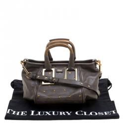 Pre Owned Chloe Dark Grey Leather Mini Ethel Satchel
