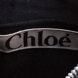 Pre Owned Chloe Black Satin Beads Embellished Hobo