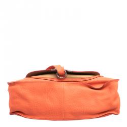 Pre Owned Chloe Neon Orange Leather Medium Marcie Satchel