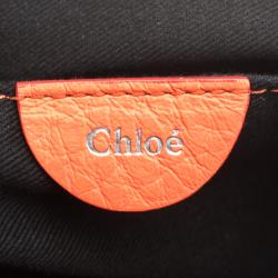 Pre Owned Chloe Neon Orange Leather Medium Marcie Satchel