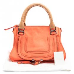 Pre Owned Chloe Neon Orange Leather Medium Marcie Satchel