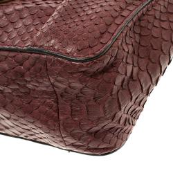 Pre Owned Chloe Burgundy Python Small Elsie Shoulder Bag