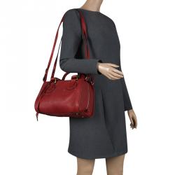 Pre Owned Chloé Red Leather Aurore Satchel